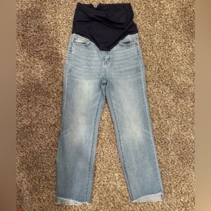 Pink Blush Cropped Maternity Jeans